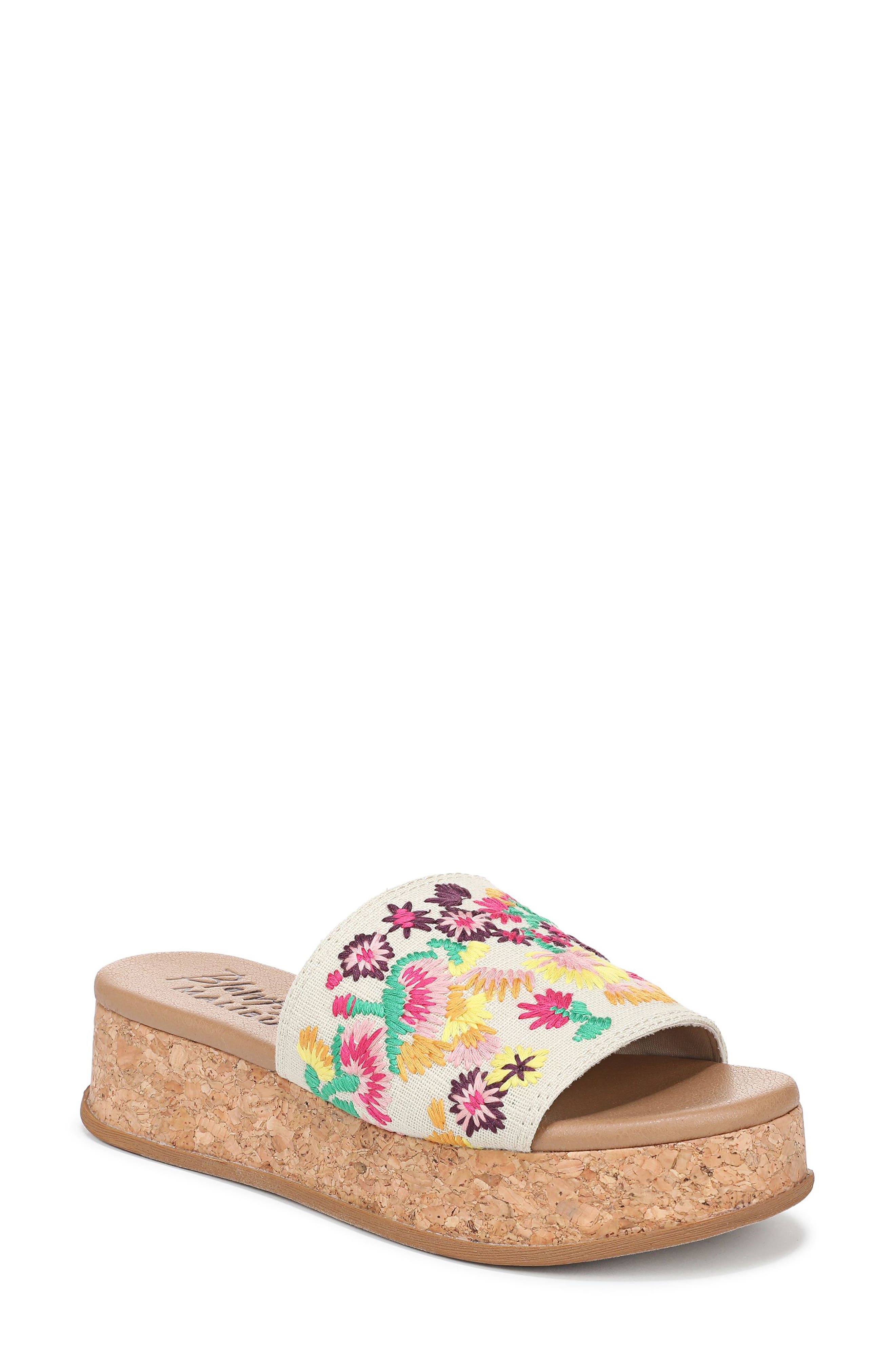 Blowfish Malibu Marshlo Embroidered Platform Slide Sandal, Main, color, Beige Multi