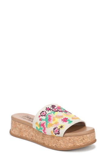 Blowfish Malibu Marshlo Embroidered Platform Slide Sandal In Multi