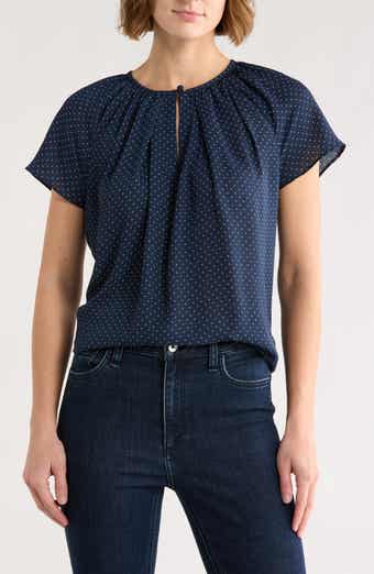 Brooks Brothers Dot Print Cap Sleeve Top