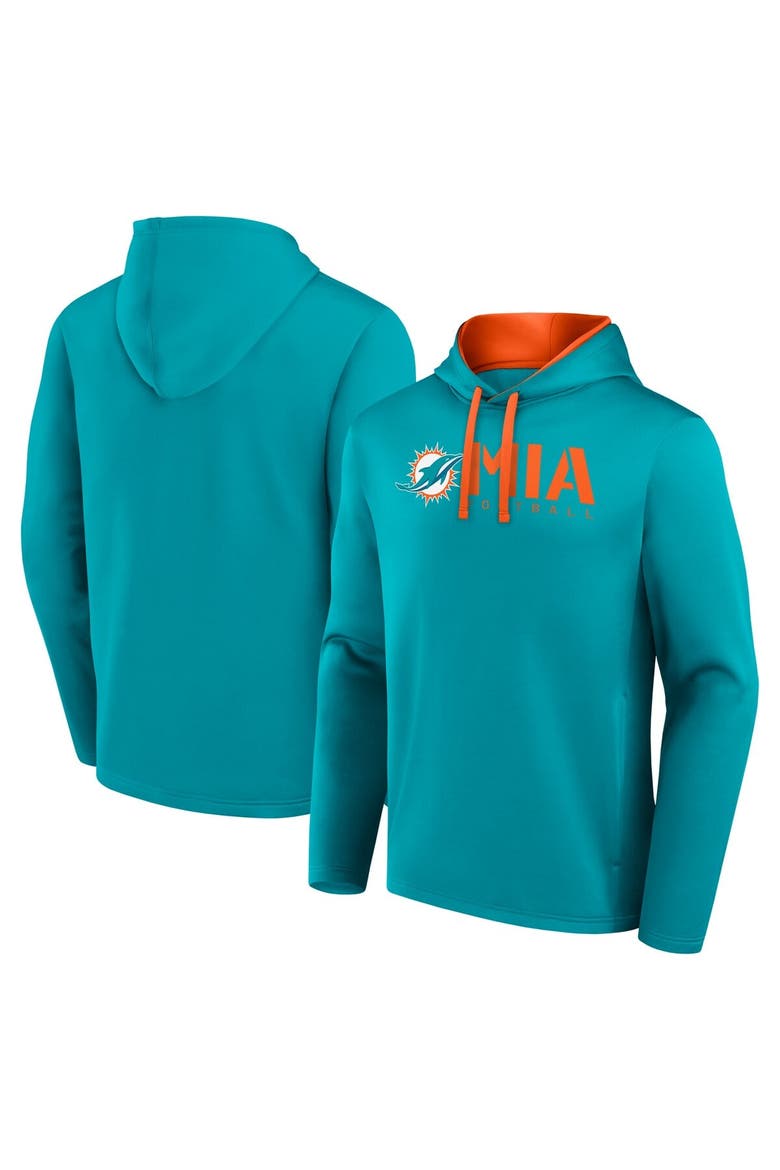 Men's Logo Athletic Aqua Miami Dolphins Head Start Pullover Hoodie, Main, color, Aqua