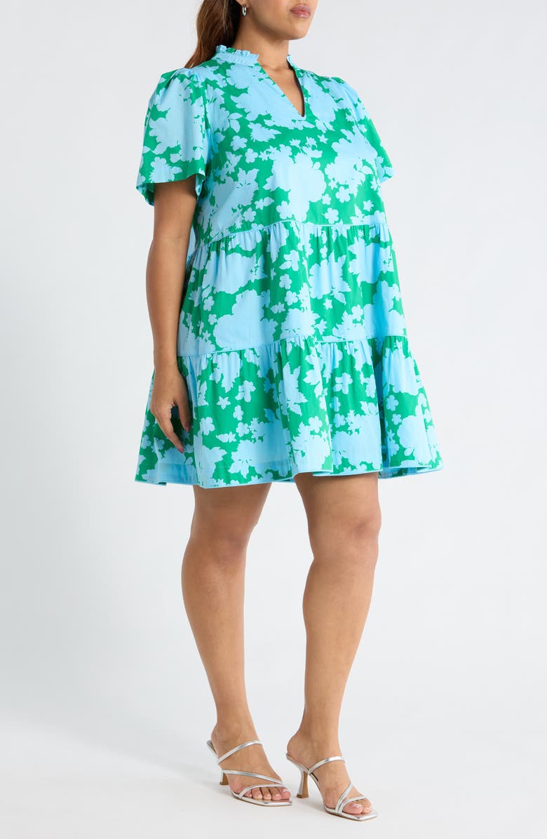 SUGARLIPS Candace Floral Tiered Cotton Dress, Alternate, color, Blue-Kelly