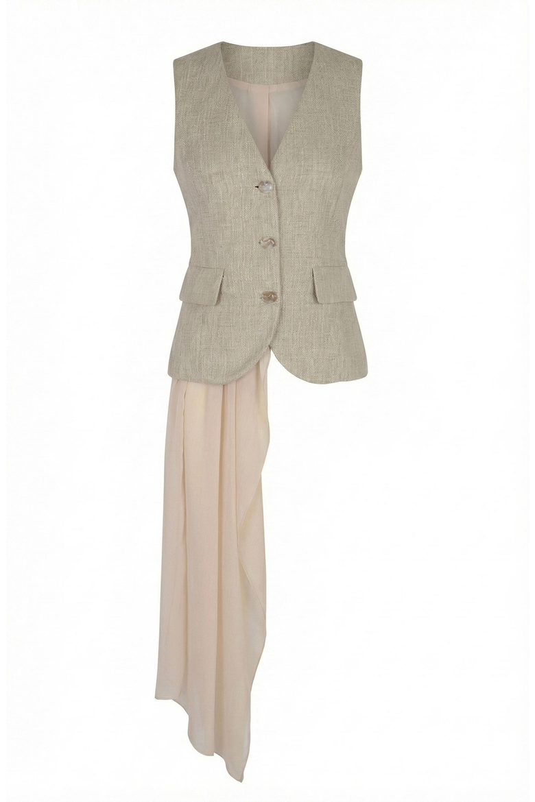 Tailored Sleeveless Vest Top, Alternate, color, Beige