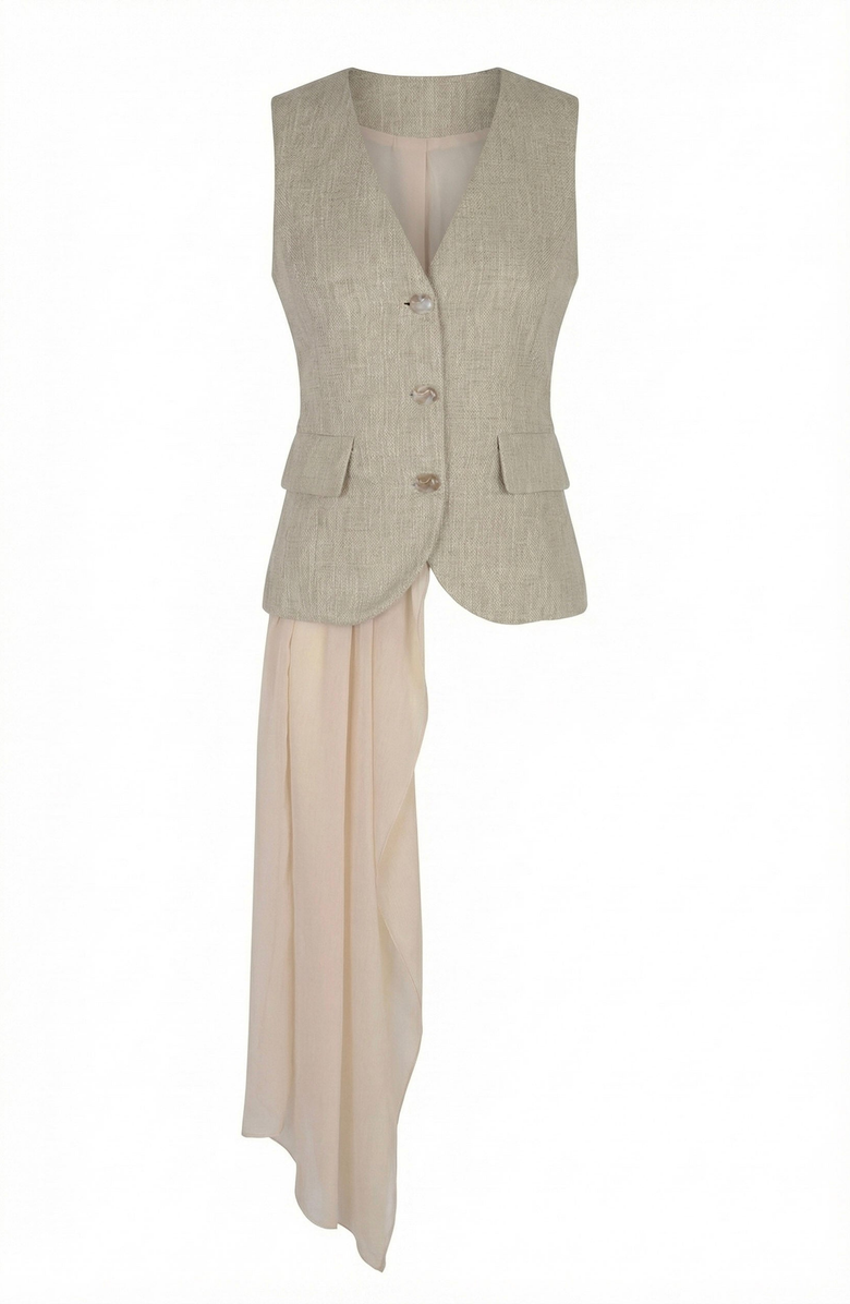 Modenaire Tailored Sleeveless Vest Top, Alternate, color, Beige