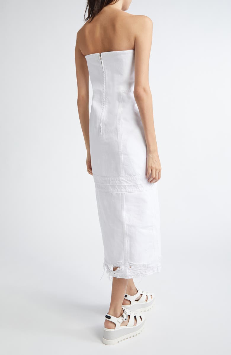 Stella McCartney Distressed Denim Strapless Bustier Dress, Alternate, color, White