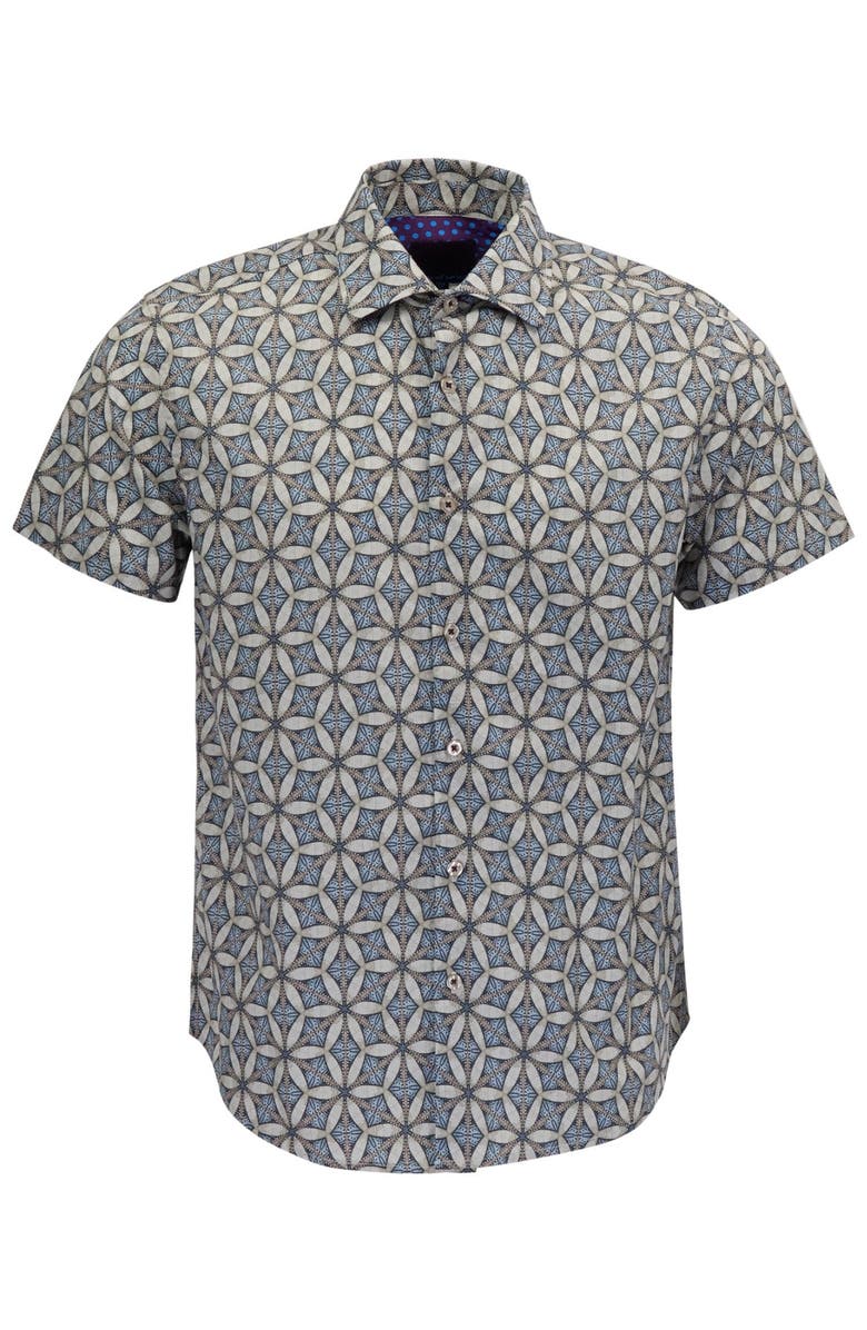 Lords of Harlech Tribal Mens Printed Button Up Shirt, Alternate, color, Tribal Natural