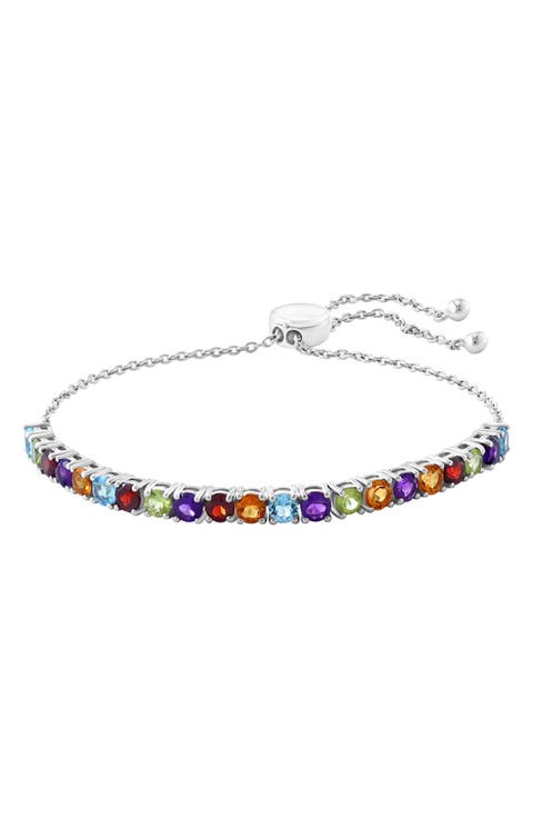 Sterling Silver & Amethyst Slider Bracelet