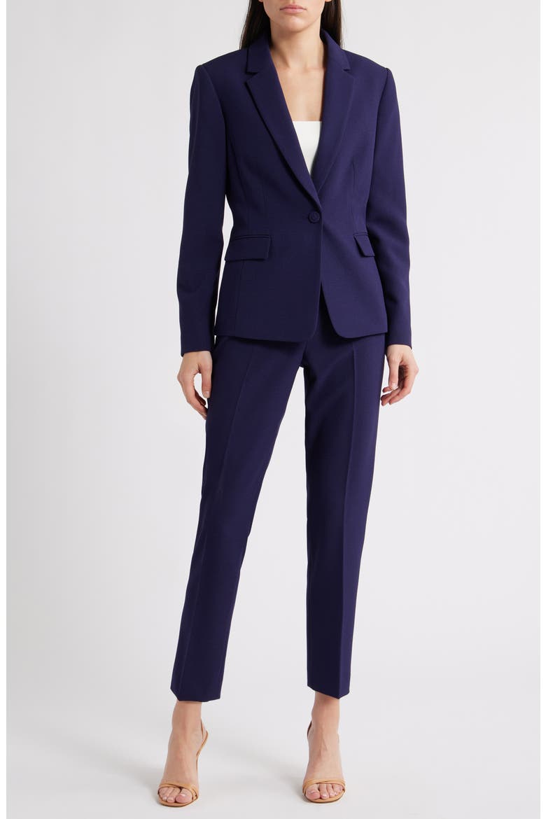 One-Button Crepe Jacket & Pants Set, Main, color, MIDNIGHT N