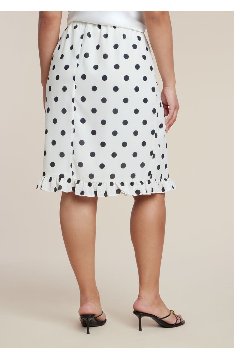 ELOQUII Tie-Waist Poplin Maxi Skirt, Alternate, color, Cream And Black Dot