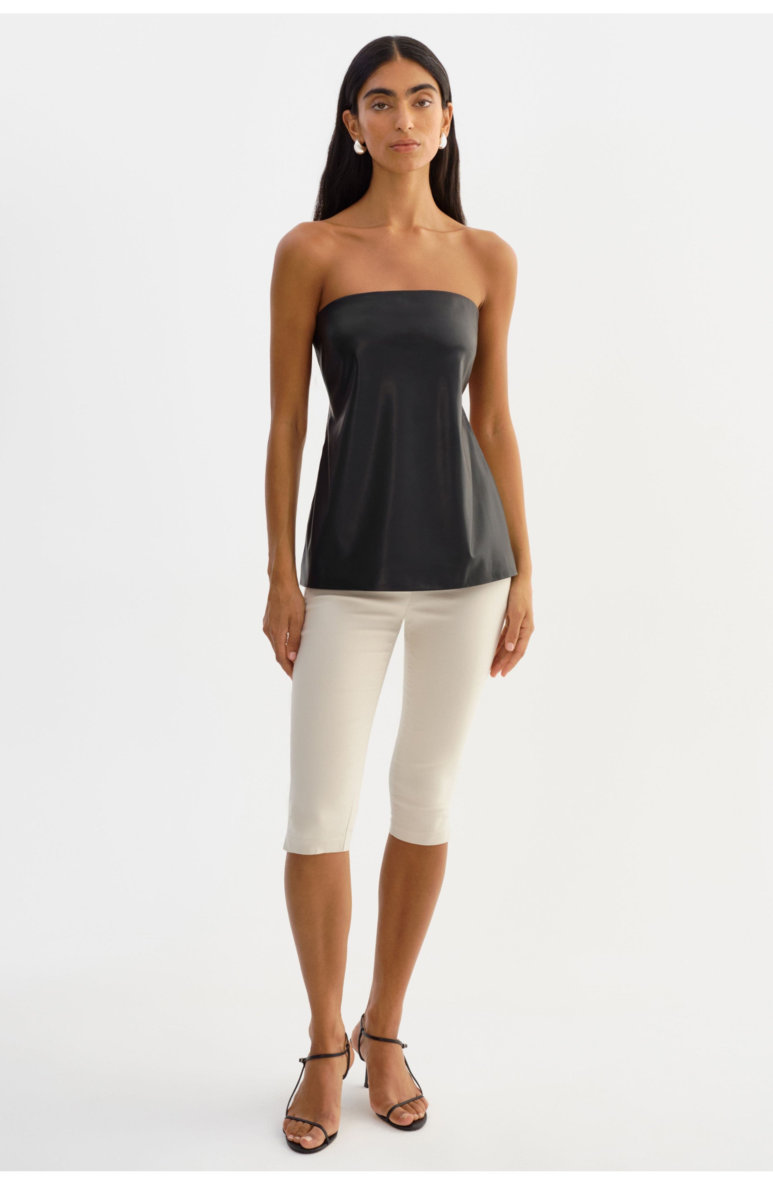 Katya | Faux Leather Open Back Strapless Top - image 2