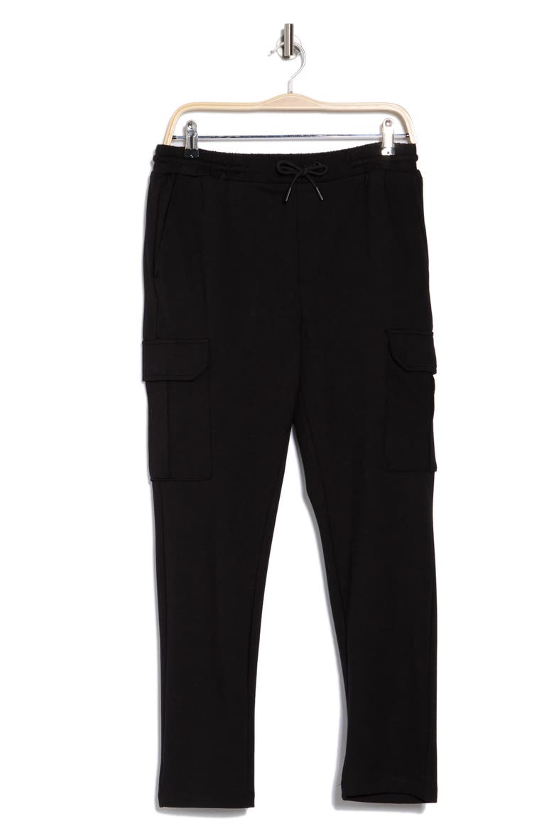 Knit Pull-On Cargo Pants, Alternate, color, BLACK