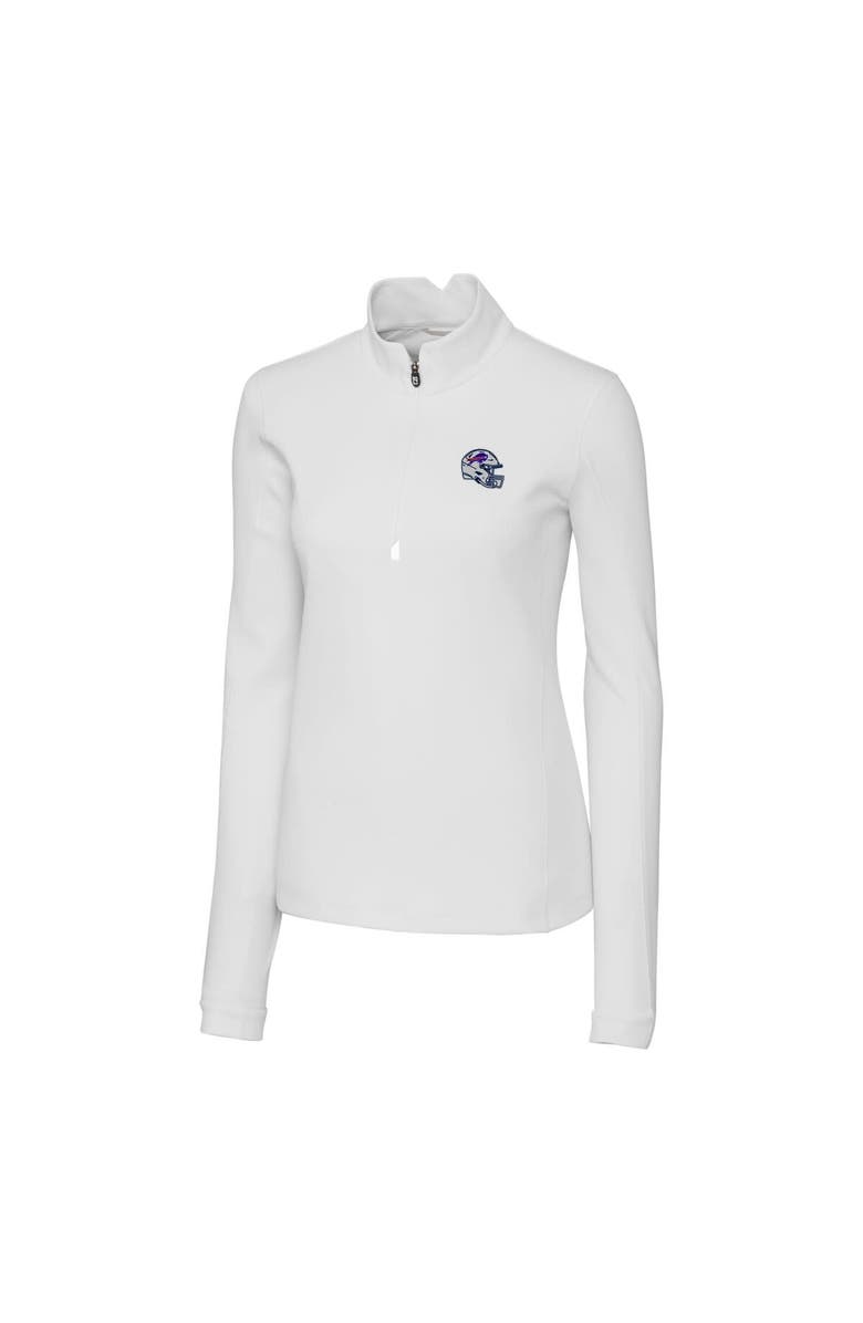 Cutter & Buck Women's Cutter & Buck  White Buffalo Bills Helmet Logo DryTec Traverse Stretch Quarter-Zip Pullover Top, Alternate, color, 