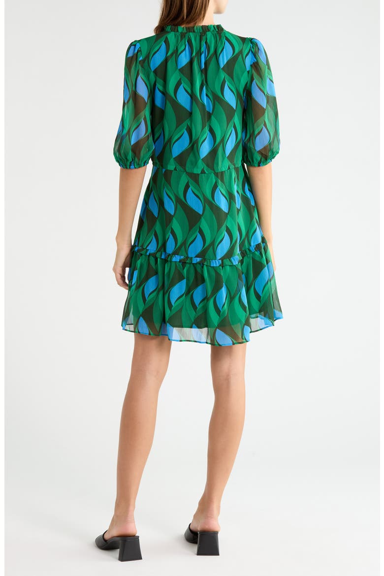 Mare Abstract Print Tiered Minidress, Alternate, color, EMERALD BLUE