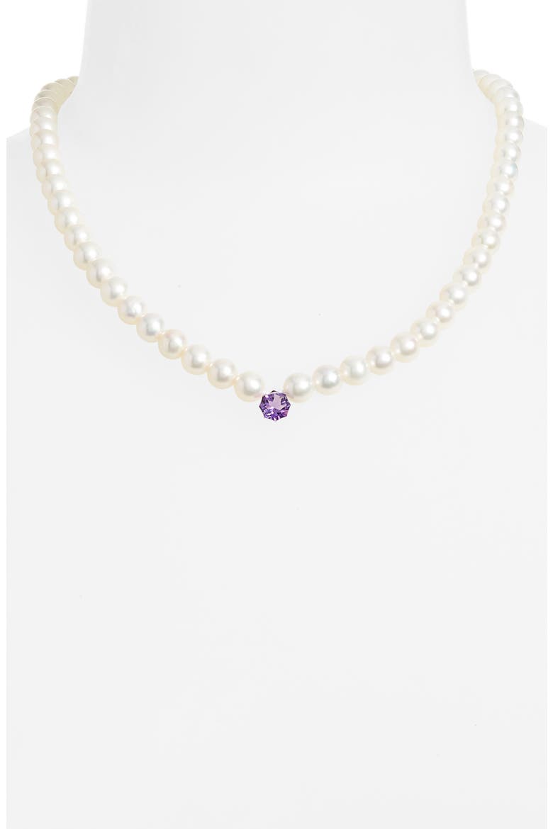 Princess Freshwater Pearl & Amethyst Necklace, Alternate, color, SILVER