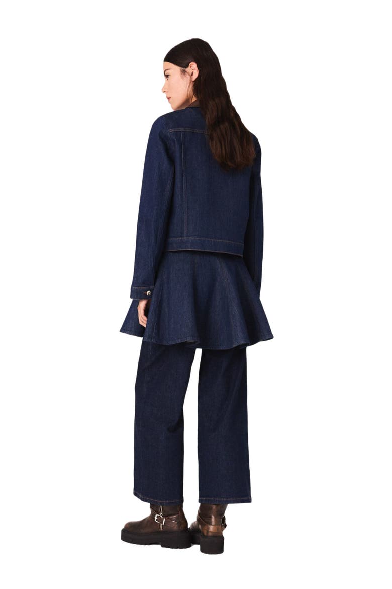 Denim jacket with faux leather, Alternate, color, Navy