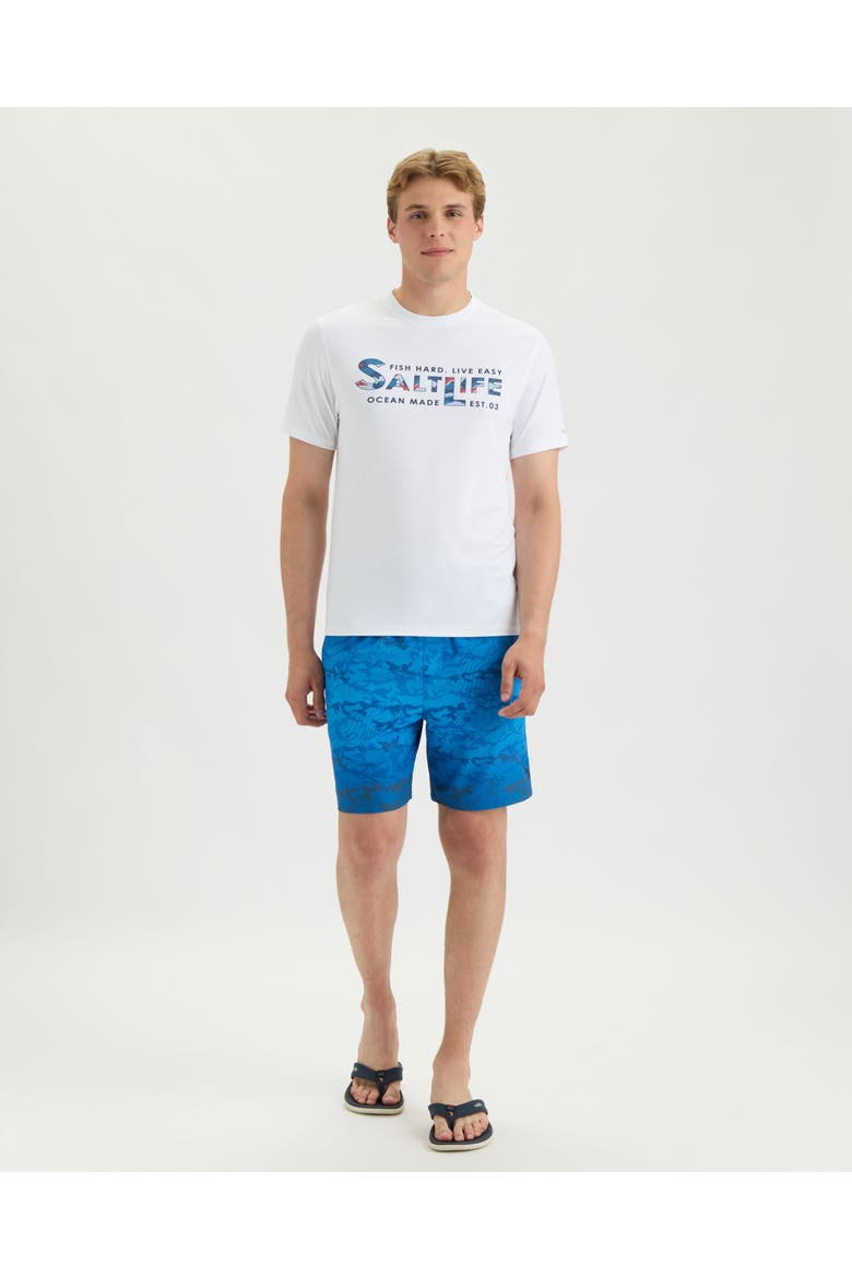 Fish Hard Live Easy  Performance Short Sleeve Tee, Alternate, color, WHITE