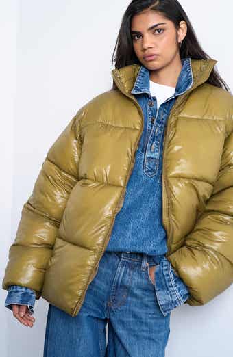 Topshop High Shine Puffer Coat