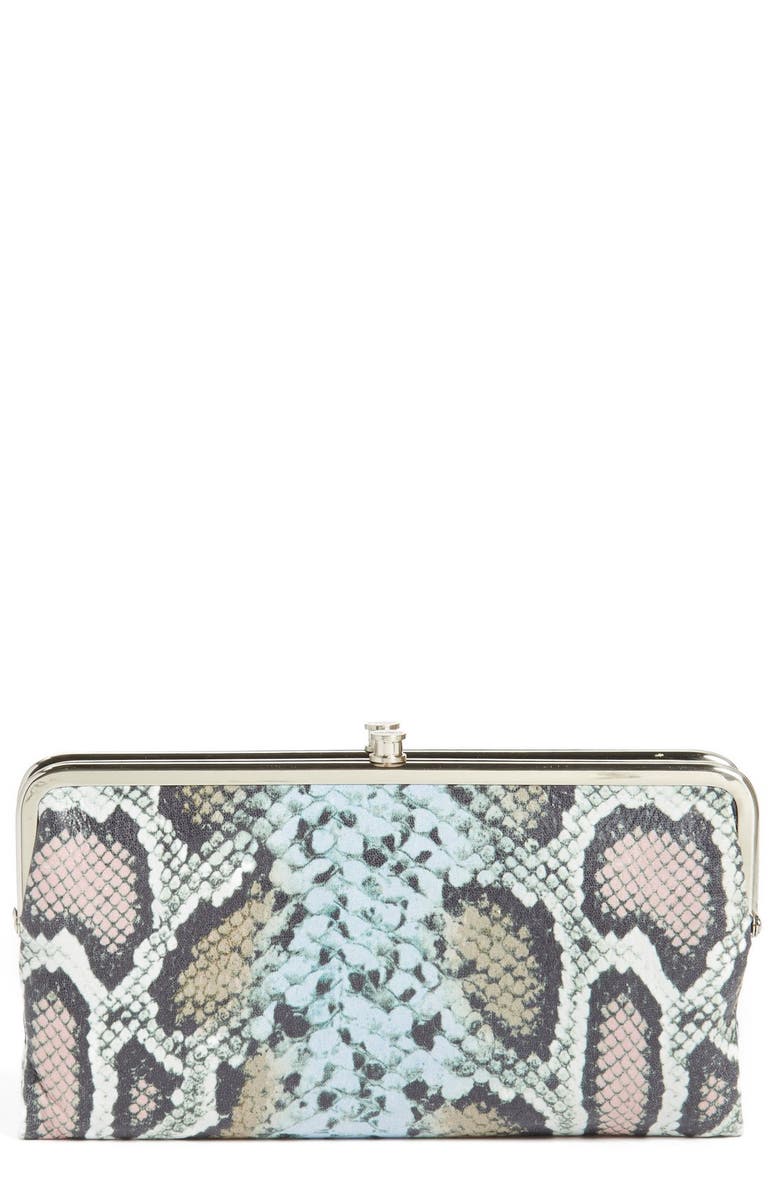 HOBO 'Lauren' Snake Print Leather Double Frame Clutch, Main, color,