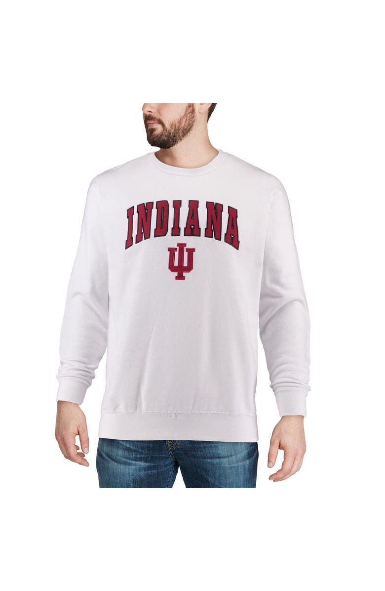 COLOSSEUM Men's Colosseum White Indiana Hoosiers Arch & Logo Crew Neck Sweatshirt, Alternate, color, White