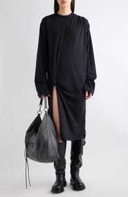 Balenciaga Tucked In Long Sleeve Jersey Midi Dress