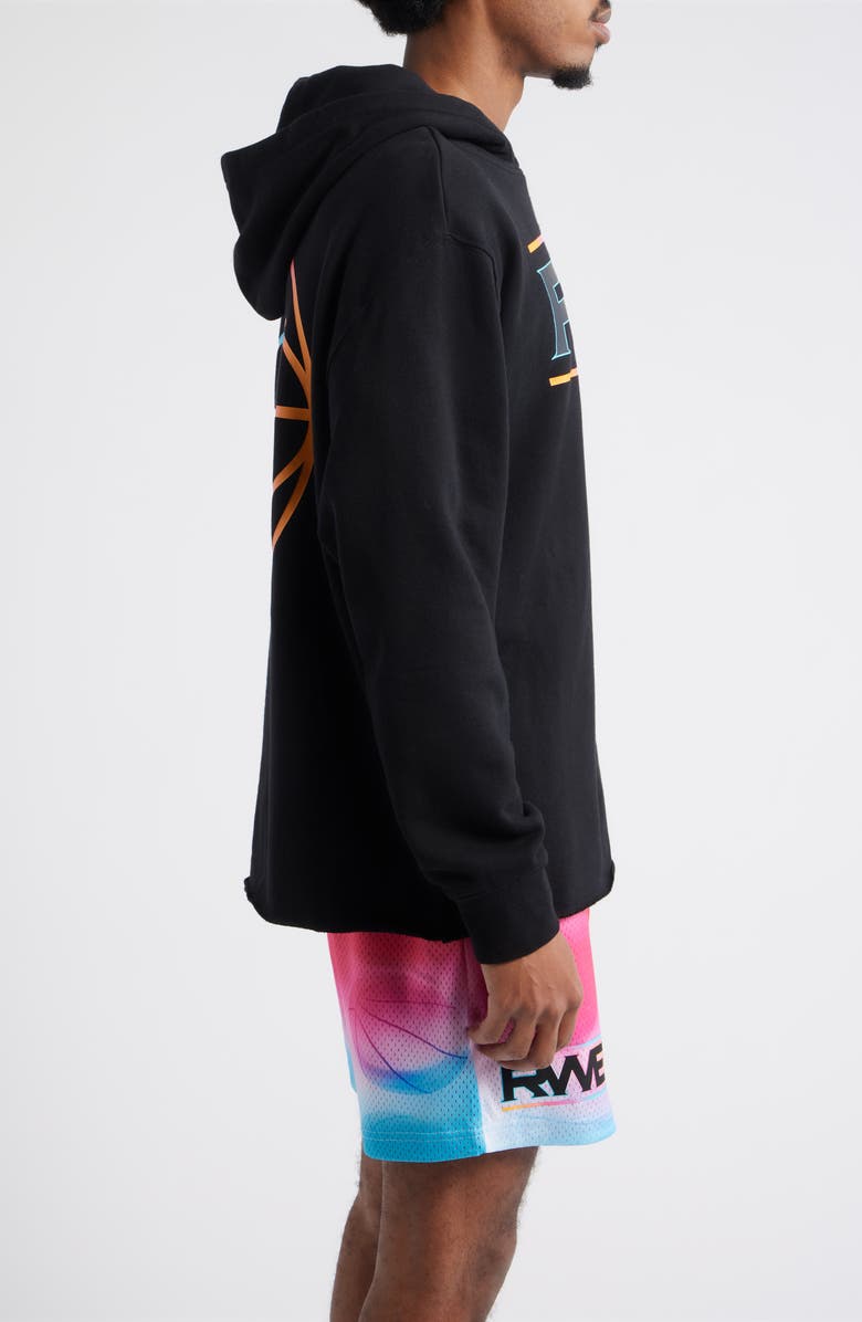 OVERTIME Elite RWE Oversize Raw Edge Tie Dye Logo Hoodie, Alternate, color, Black