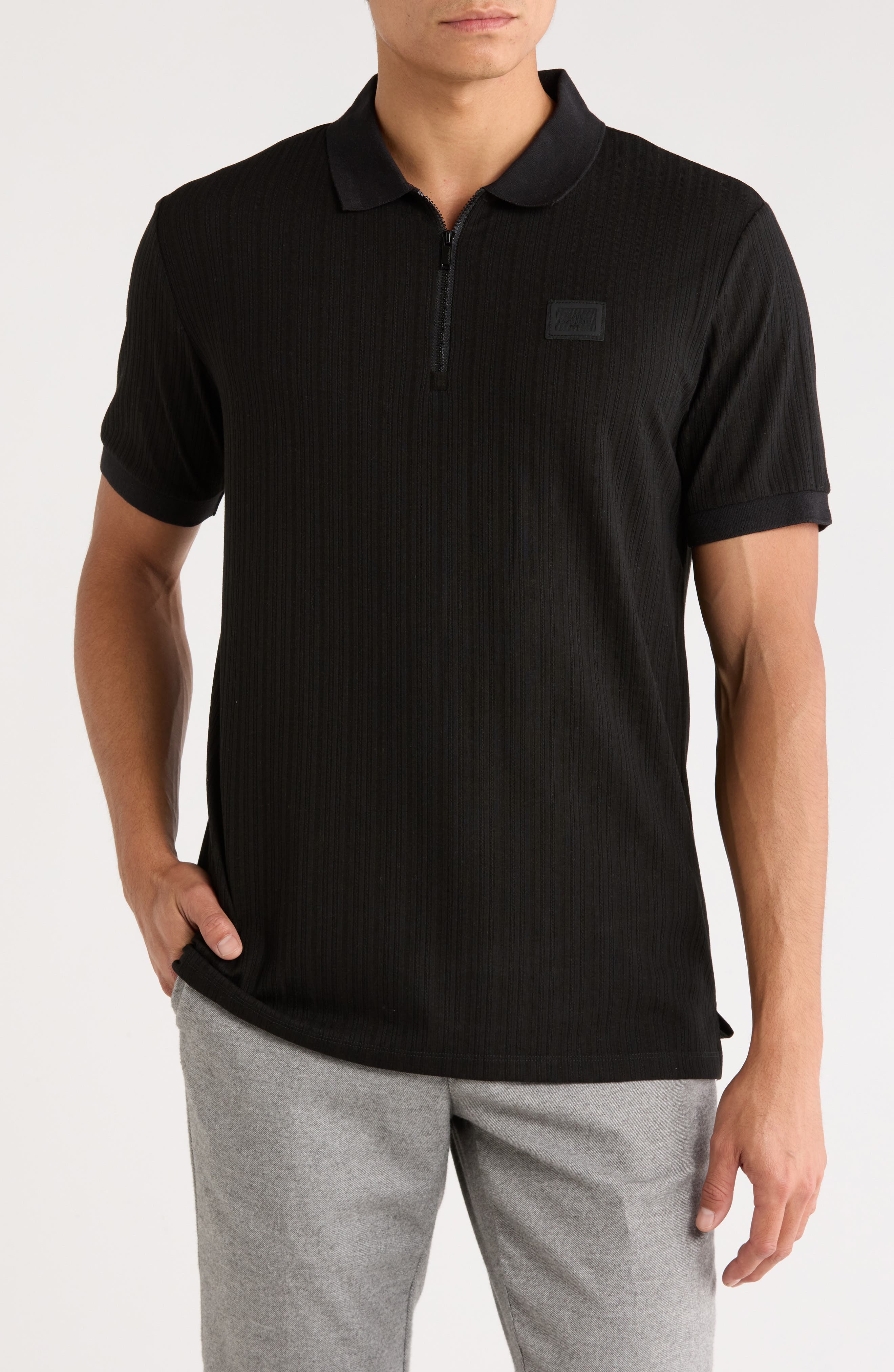 KARL LAGERFELD PARIS Performance Quarter Zip Polo