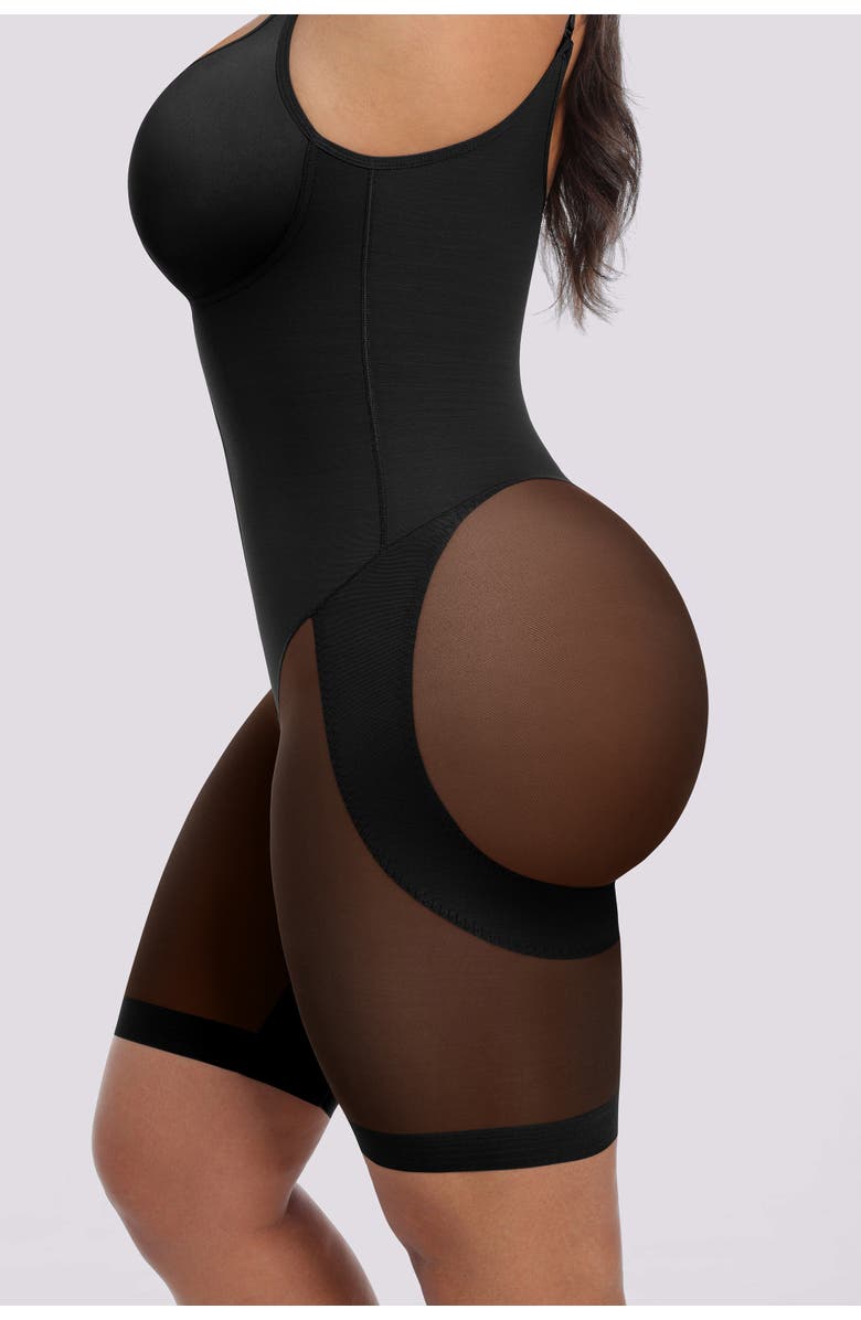 Shapellx Body Shaper With Zipper Crotch Mid-Thigh Bodysuit, Alternate, color, Black