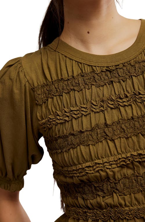 Free People Maxey Lace Trim Cotton Top In Green
