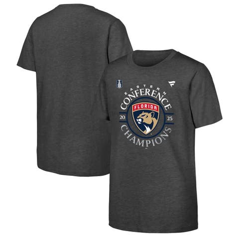 Youth Fanatics  Heather Gray Florida Panthers 2025 Eastern Conference Champions Locker Room T-Shirt