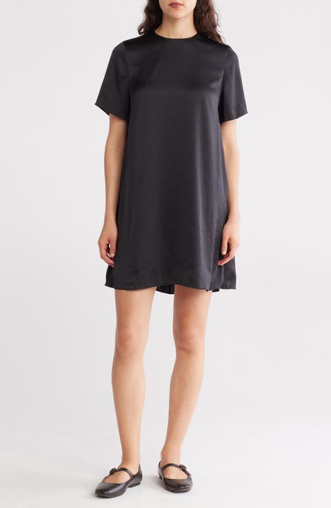Crushed Satin Oversize T-Shirt Dress