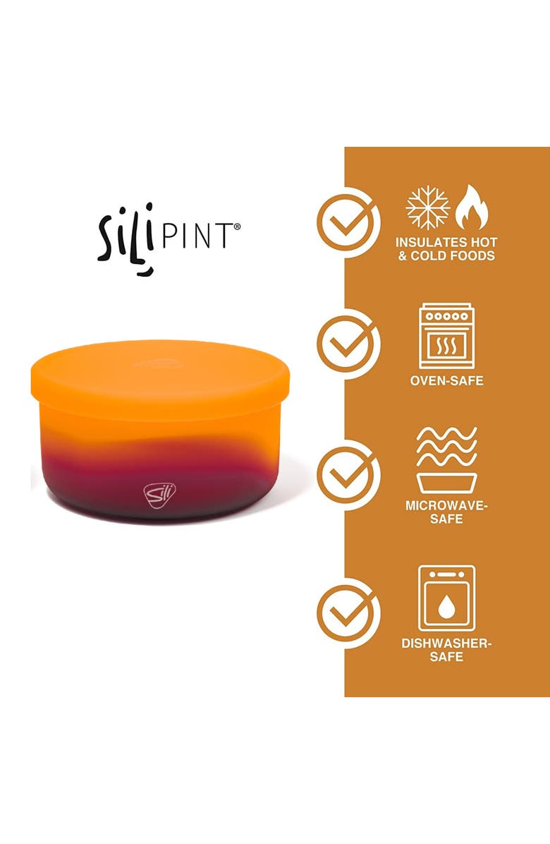 Silipint Silicone 30oz Lidded Bowls 2 Pack Sun Storm, Alternate, color, Orange
