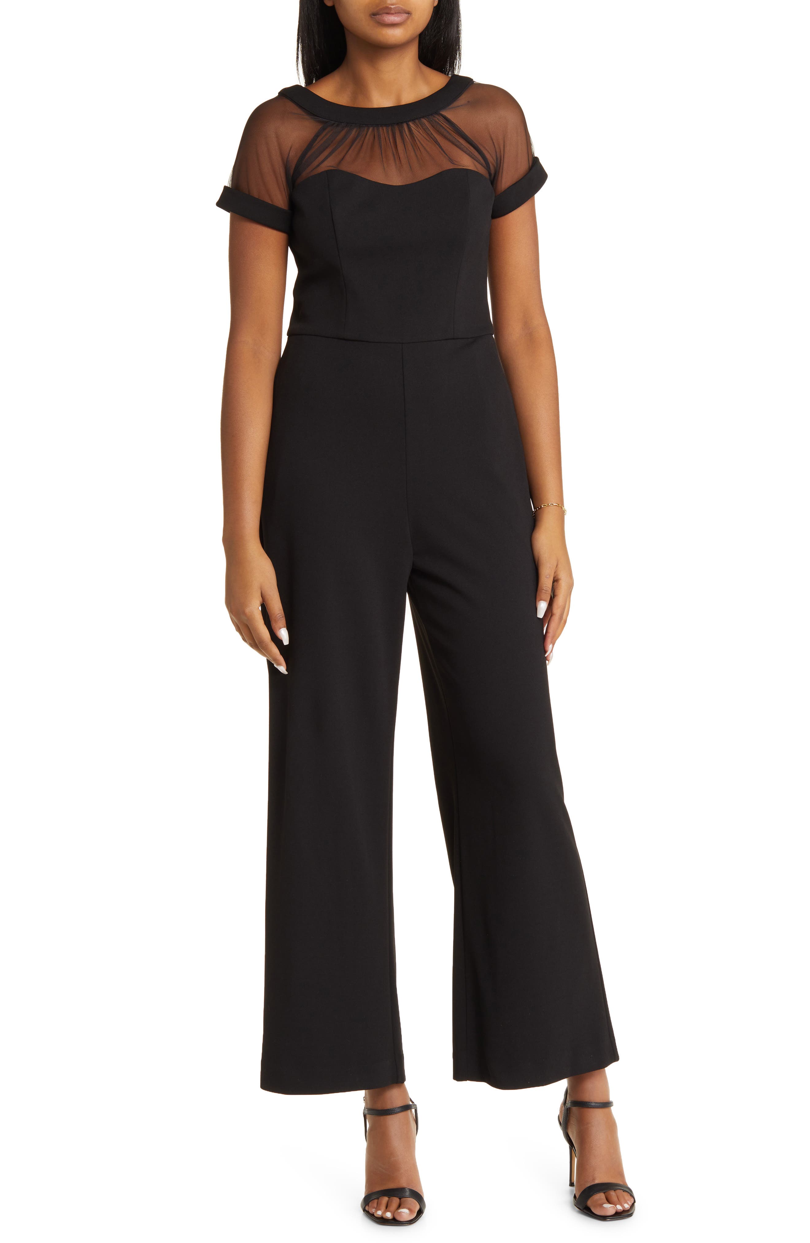 Maggy London Illusion Yoke Wide Leg Jumpsuit