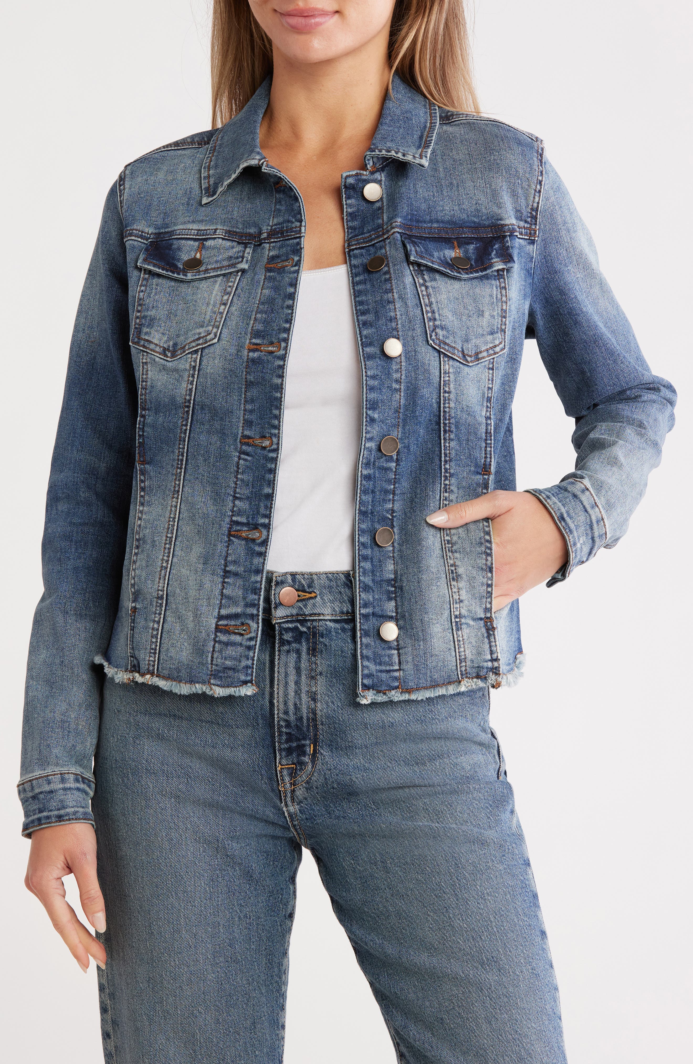 KUT from the Kloth Jill Raw Hem Denim Jacket