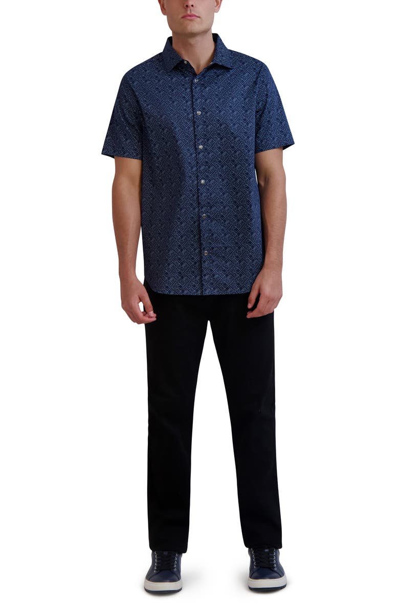 KARL LAGERFELD PARIS Karl Print Short Sleeve Button-Up Shirt, Alternate, color, 