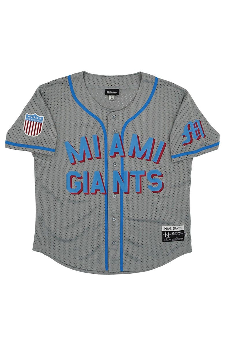 RINGS & CRWNS Men's Rings & Crwns #8 Gray Miami Giants Mesh Button-Down Replica Jersey, Alternate, color, Gray