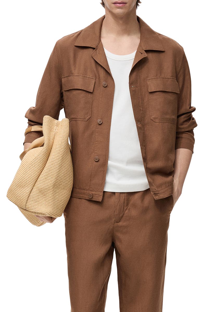 MANGO Camp Collar Lyocell & Linen Shirt-Jacket, Main, color, 