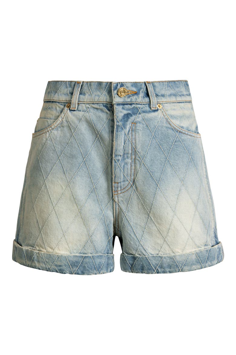 Topstitched denim shorts, Alternate, color, blue