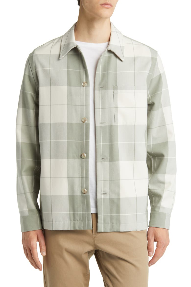 Plaid Overshirt, Main, color, PALE THYME