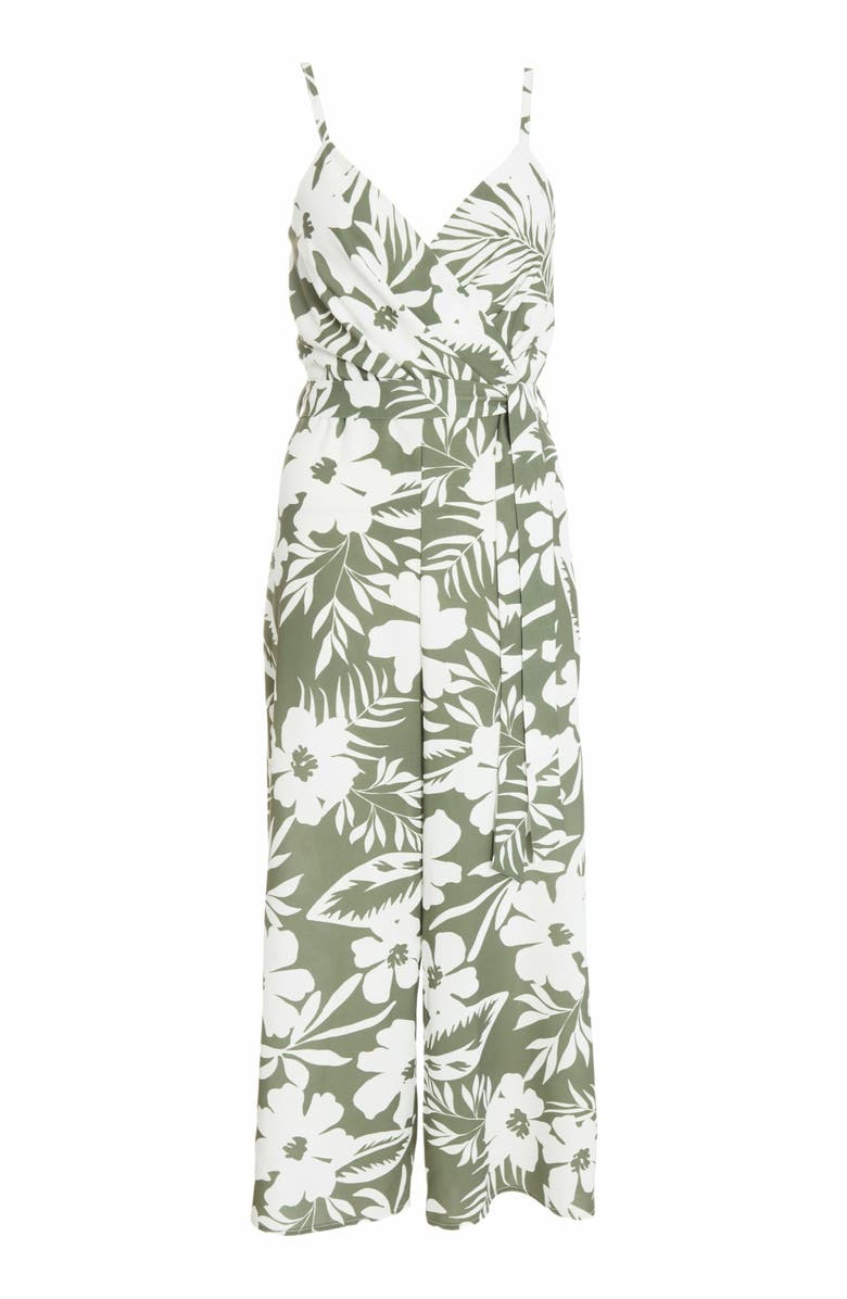 QUIZ Tropical Culotte Jumpsuit, Alternate, color, Green