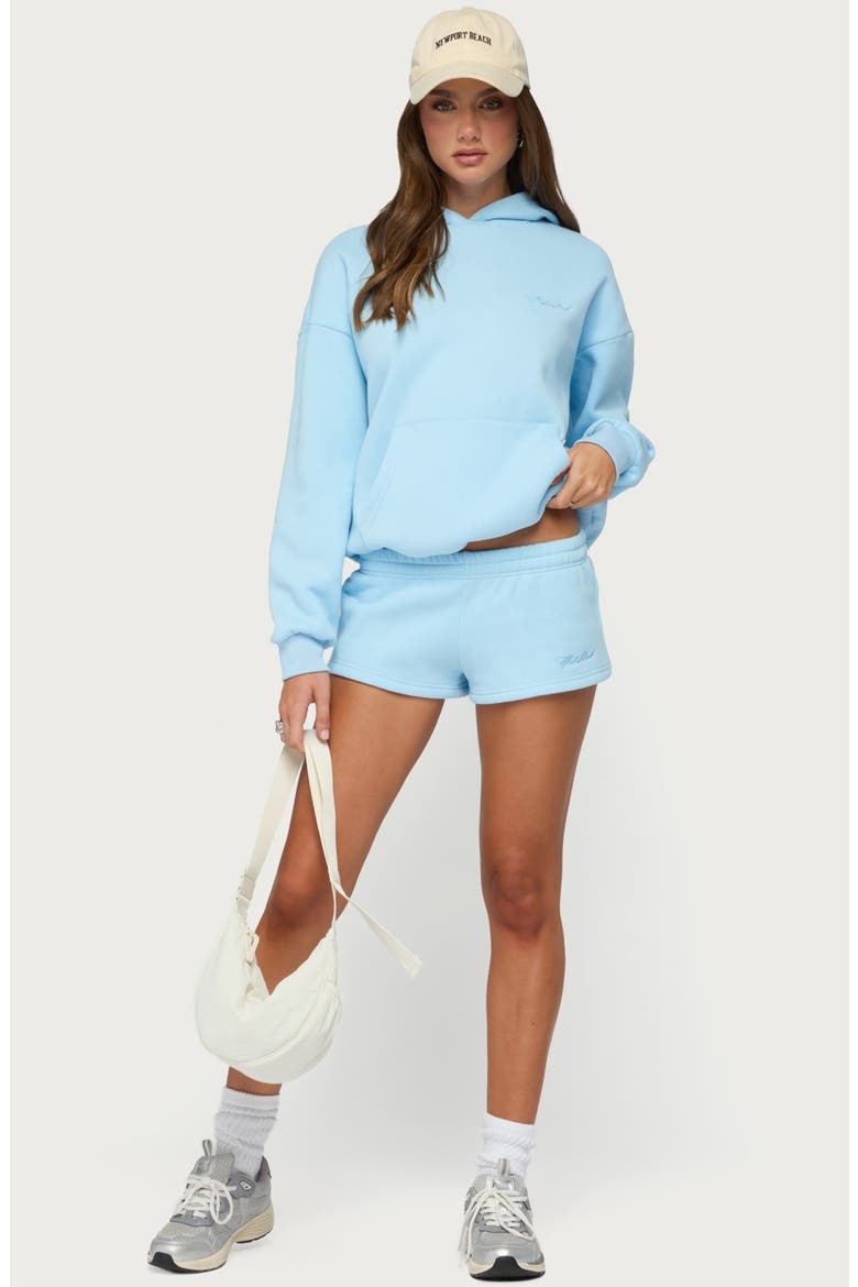 Basic Girl Low Rise Cotton Blend Sweat Shorts, Alternate, color, LIGHT-BLUE