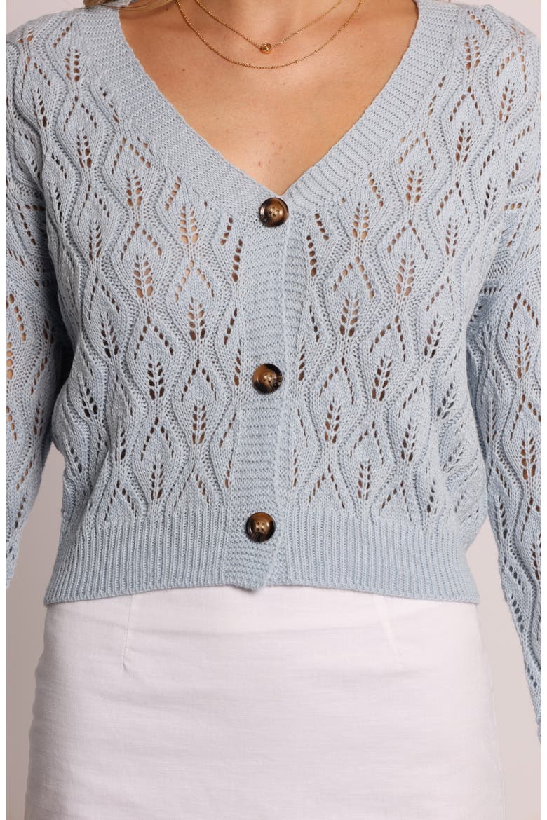 Ellen Openwork Cardigan, Alternate, color, PALE BLUE