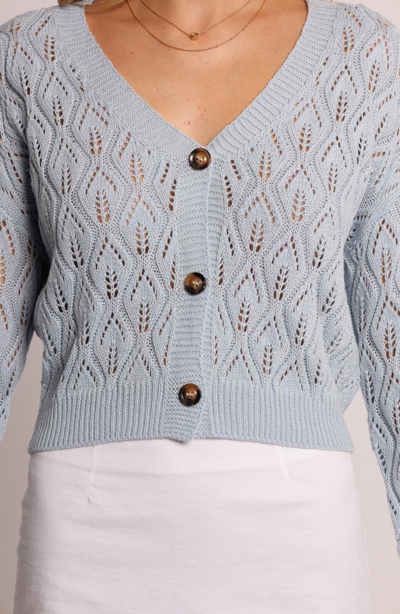Petal & Pup Ellen Openwork Cardigan, Alternate, color, Pale Blue