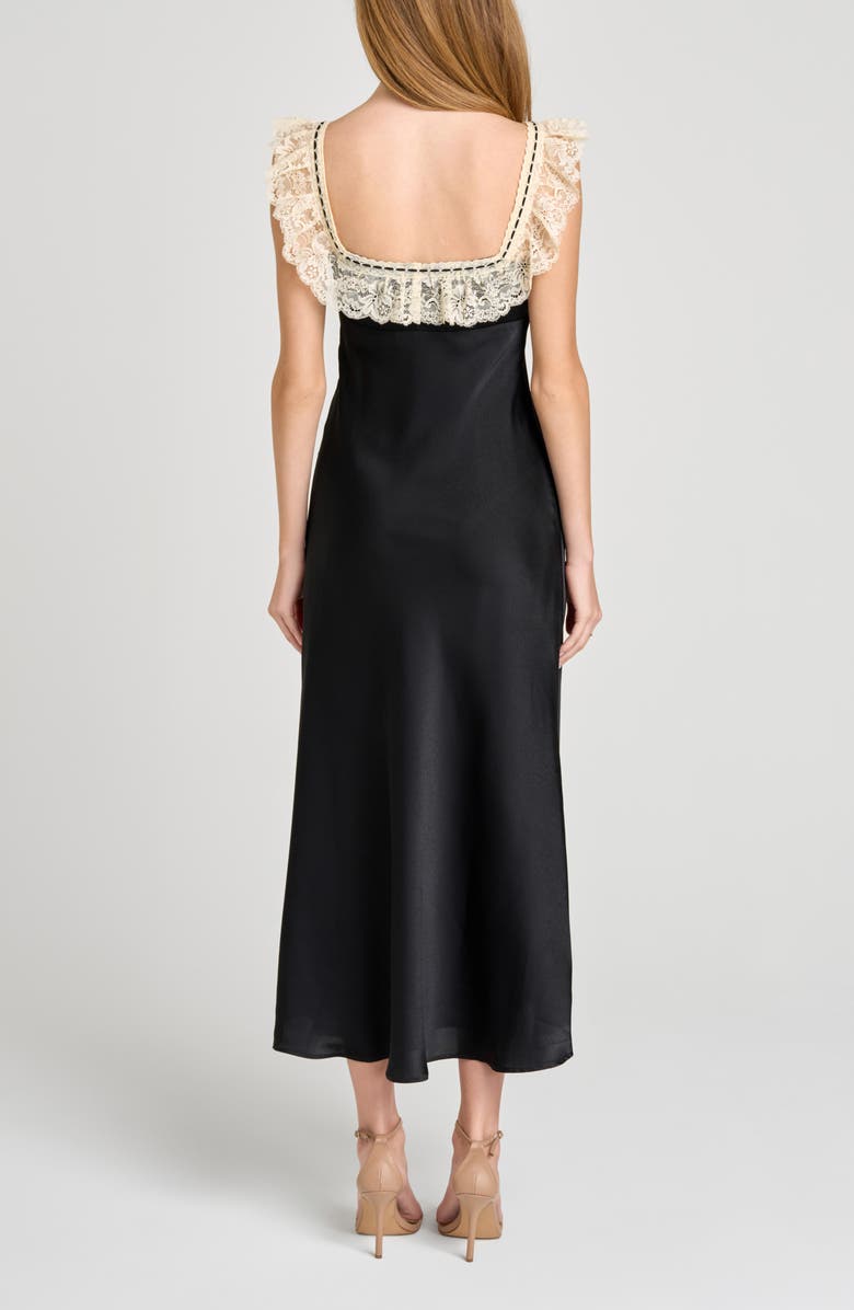 WAYF Ella Lace Trim Slipdress, Alternate, color, Black