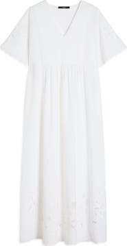 Weekend Max Mara Tartufo Scalloped Eyelet Cotton Poplin Dress