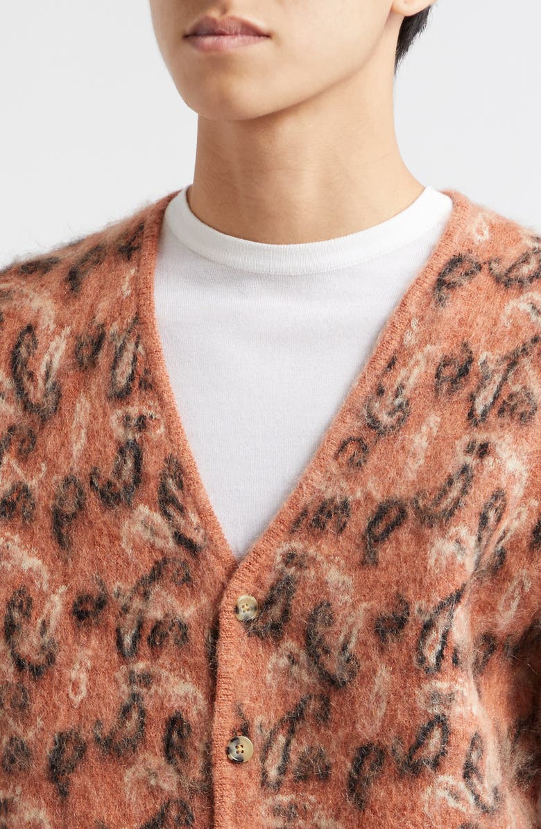 BEAMS Brushed Paisley Jacquard Cardigan, Alternate, color,