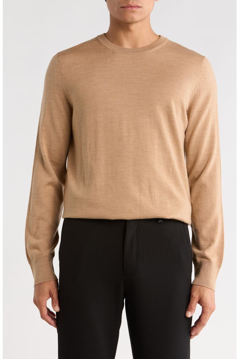 Regular Fit Crewneck Wool Sweater, Main, color, CAMEL