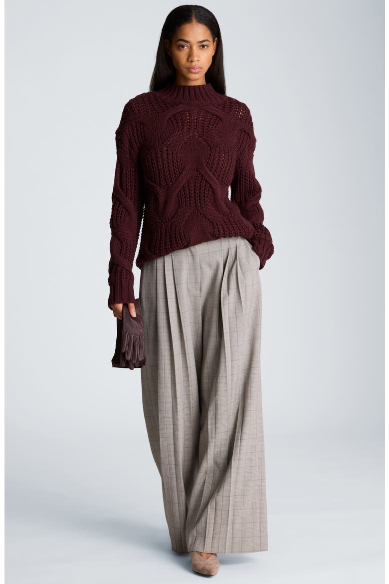 Oversized Cable Knit Mock Neck Sweater, Alternate, color, SUGAR BEET