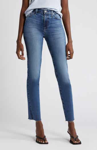 Mari Raw Hem High Waist Slim Straight Leg Jeans