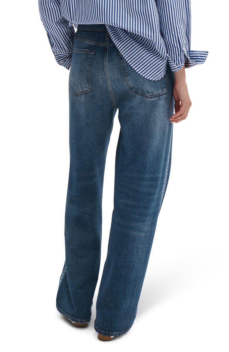 rag & bone Miramar Side Stripe High Waist Wide Leg Cotton Terry Sweatpant Track Pants, Alternate, color, Blue/ Carnation Stripe