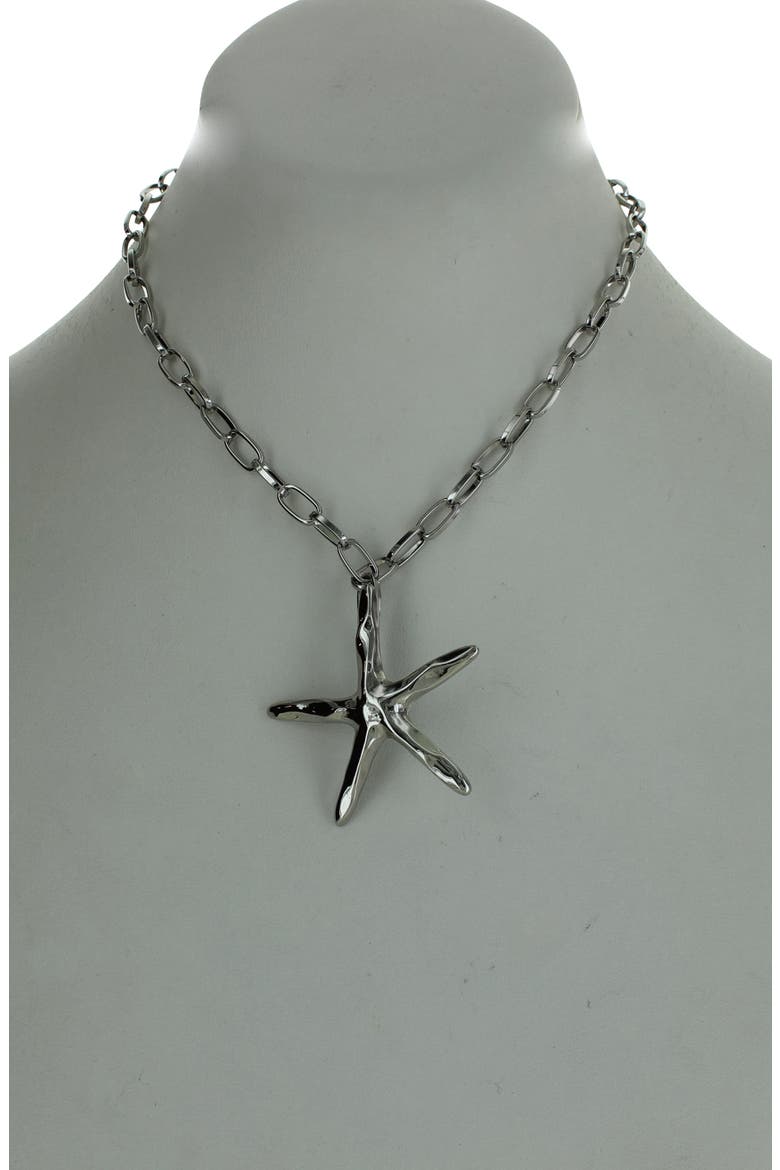 Starfish Pendant Necklace, Alternate, color, SILVER