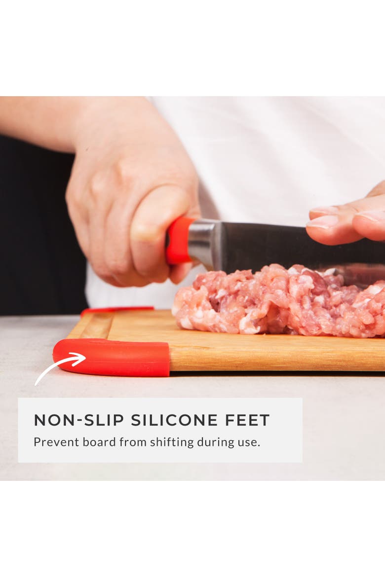 Premium Series 3 Pieces Cutting Board Set - Non Slip & Color Code, Alternate, color, Brown